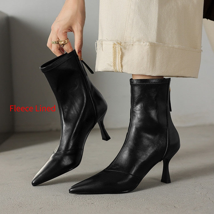 Women’s Cowhide Pointed-Toe Stiletto Ankle Boots