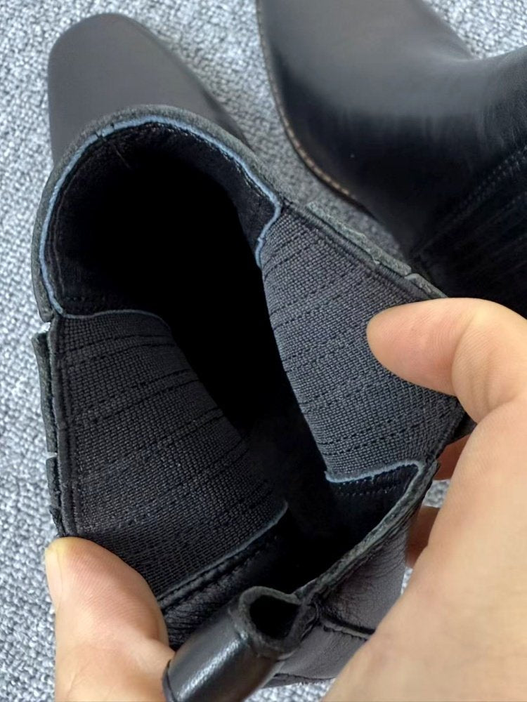 Women’s Retro Square-Toe Chunky Mid-Heel Boots