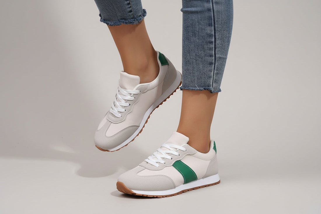 Women’s Round-Toe Lace-Up Sneakers – Thick Sole