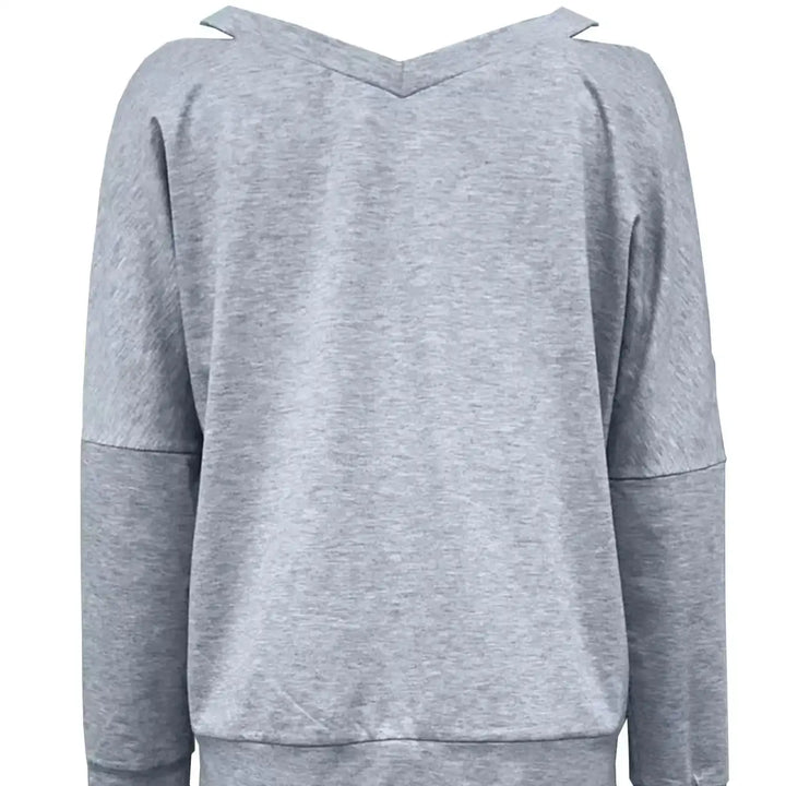 Women’s V-Neck Off-Shoulder Printed Long Sleeve Top