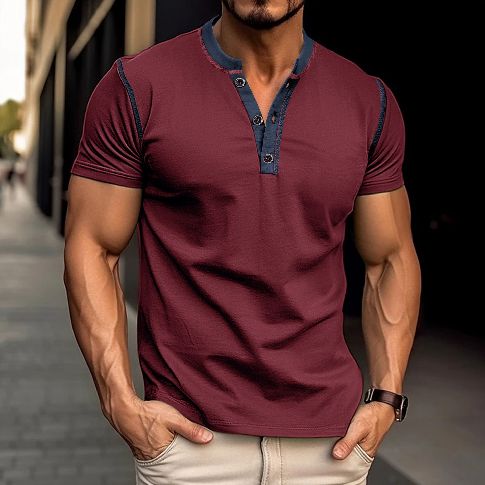 Men’s Summer Polo V-Neck Short Sleeve Shirt