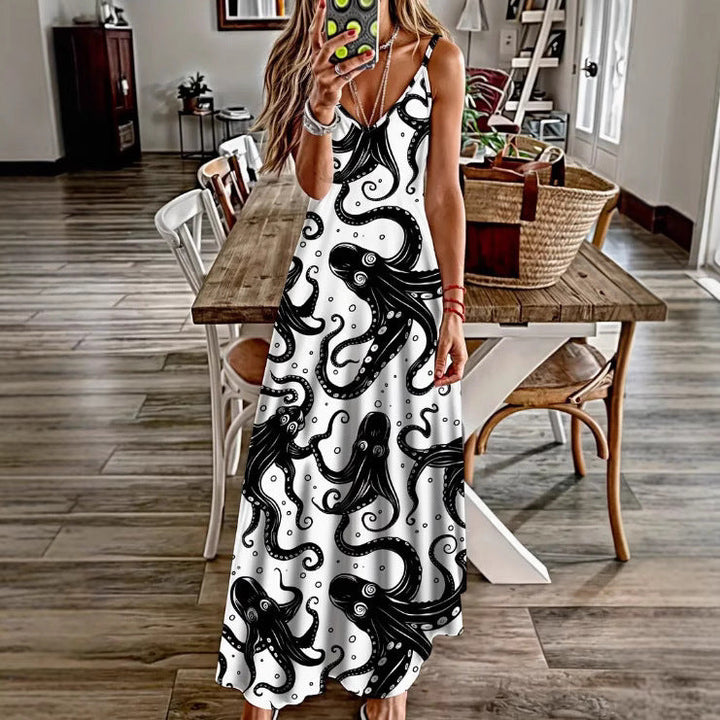 Women’s Spring & Summer Sling Dress – Digital Print