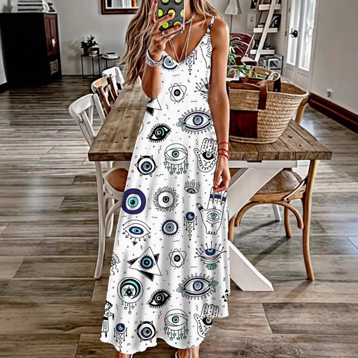 Women’s Spring & Summer Sling Dress – Digital Print