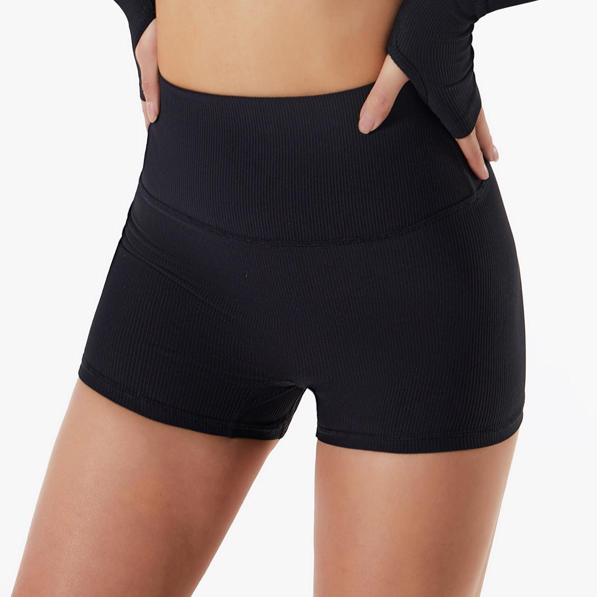 High-Waisted Ribbed Fitness Shorts – Butt-Lifting
