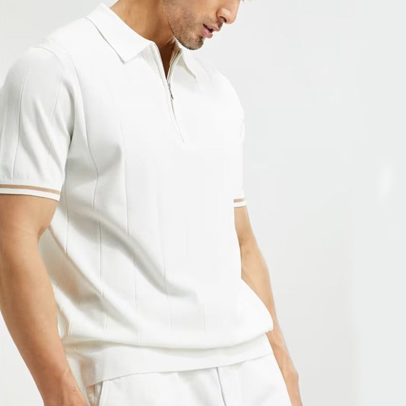 Men’s Summer Polo Zipper Short Sleeve Shirt