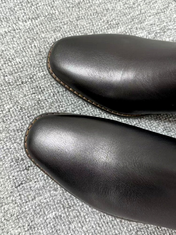 Women’s Retro Square-Toe Chunky Mid-Heel Boots