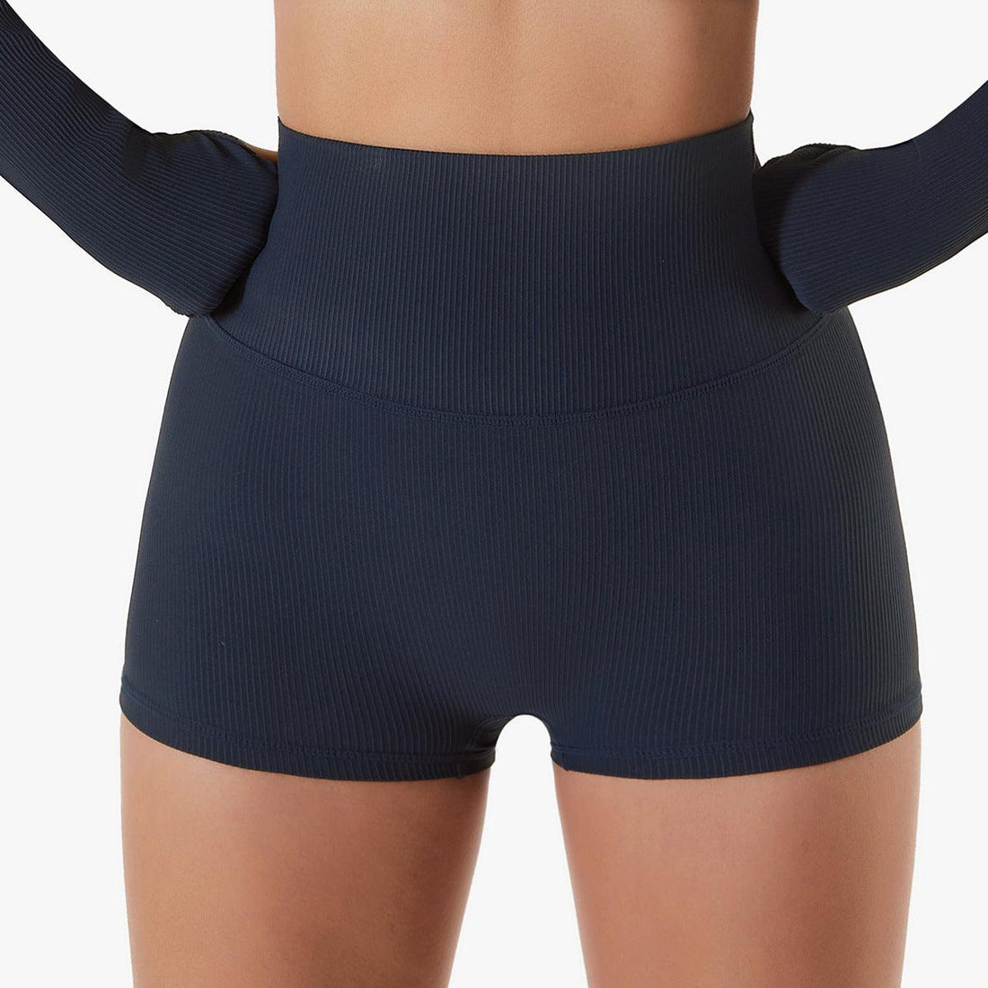 High-Waisted Ribbed Fitness Shorts – Butt-Lifting
