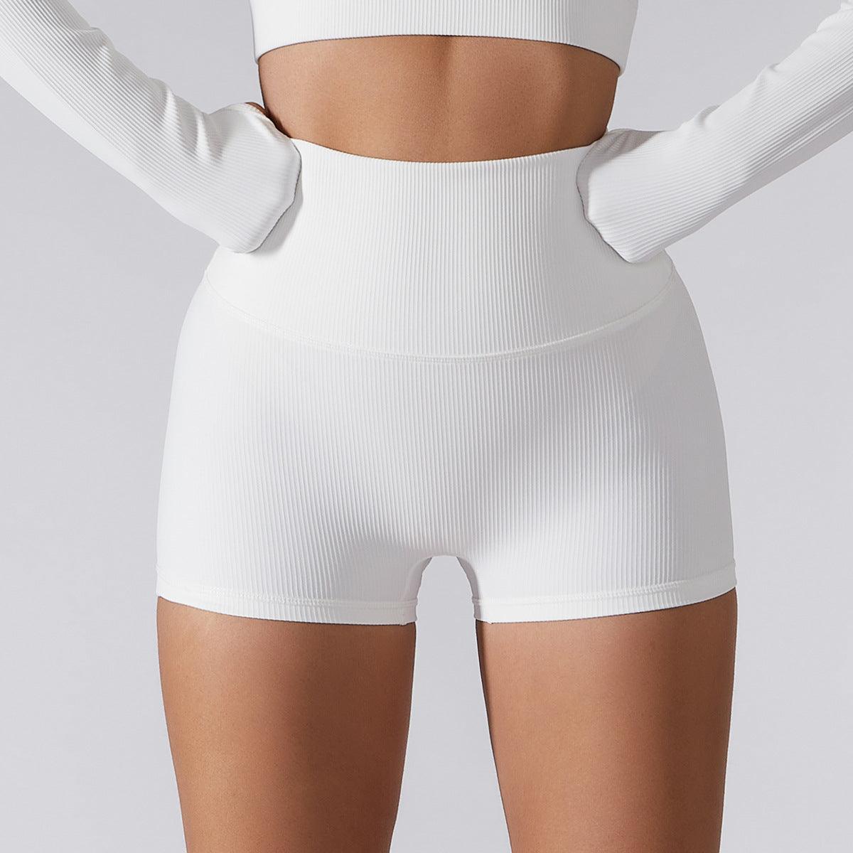 High-Waisted Ribbed Fitness Shorts – Butt-Lifting