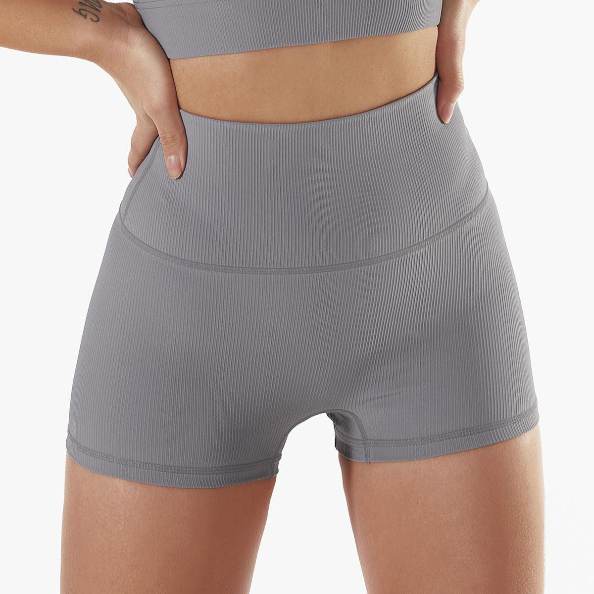 High-Waisted Ribbed Fitness Shorts – Butt-Lifting