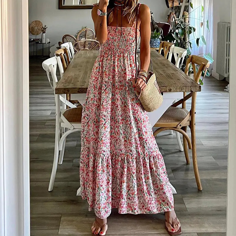 Women’s Printed Sleeveless Suspender Dress