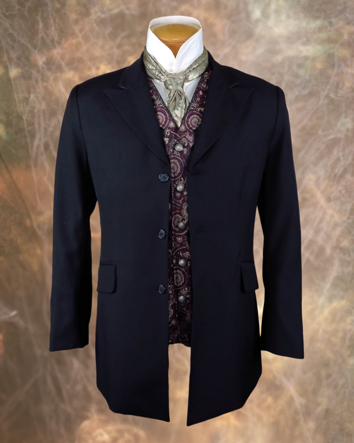 Men’s Black Gabardine Wool Town Coat – Western Blazer