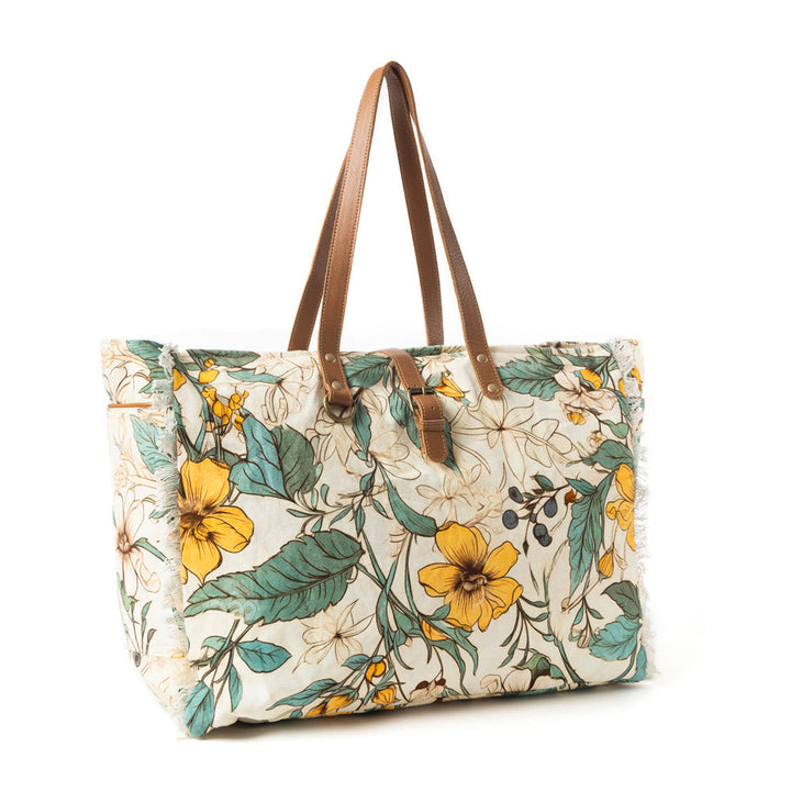 Lovely Florals Weekender Bag In Light Green