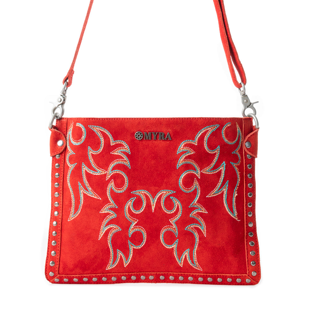 Myra Texas Rose Embroidered Leather Sling Bag – Suede