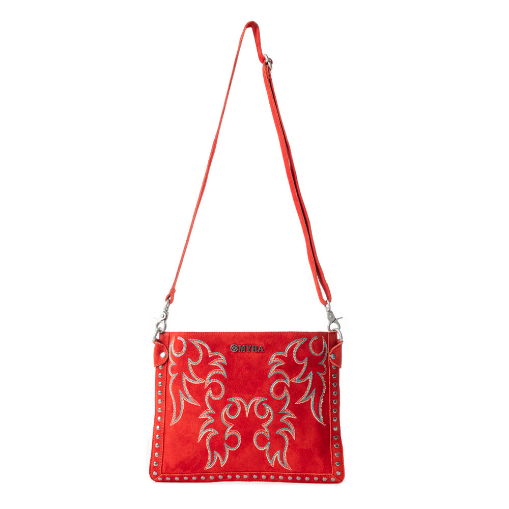 Myra Texas Rose Embroidered Leather Sling Bag – Suede