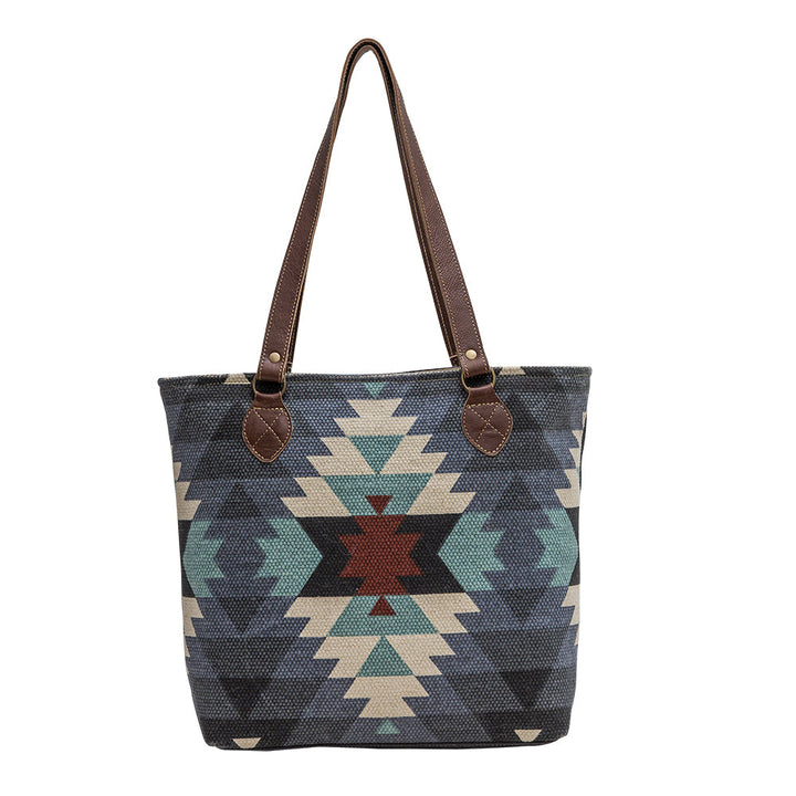 Myra Polos Aztec Canvas Tote – Tribal Print
