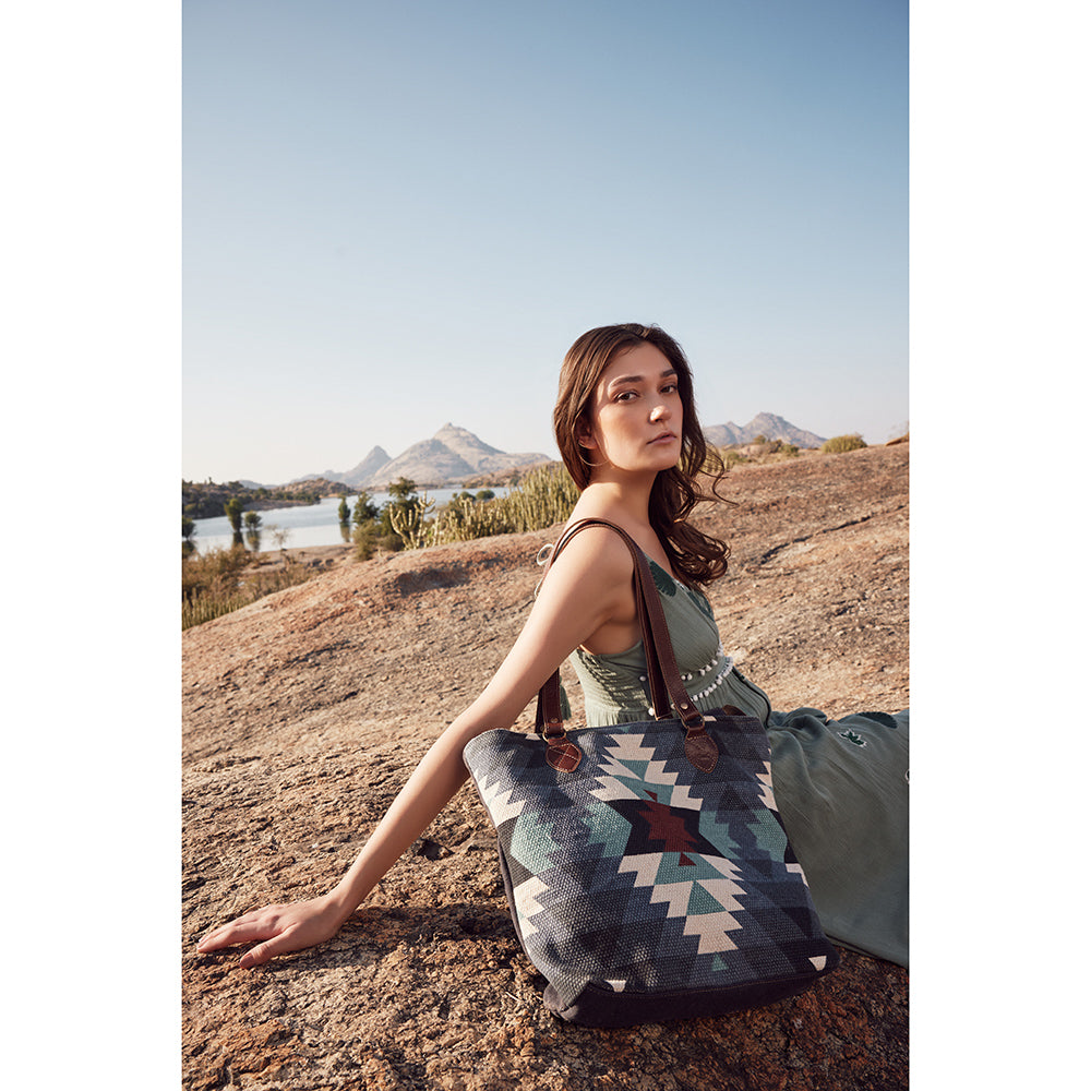 Myra Polos Aztec Canvas Tote – Tribal Print