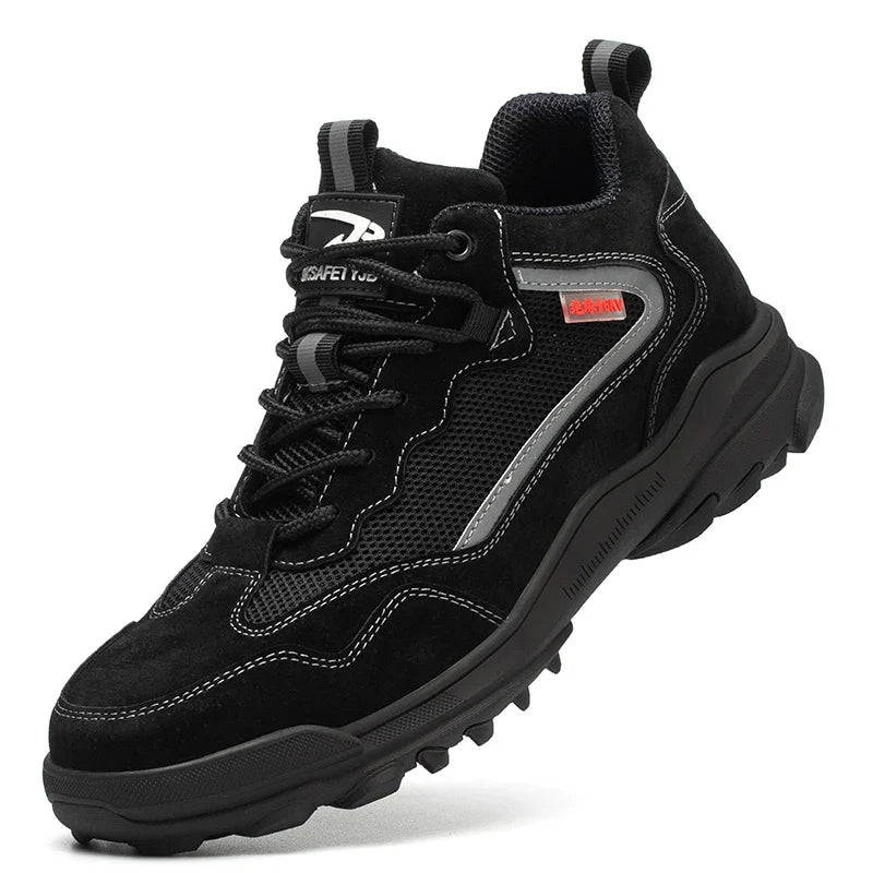 Men’s Reflective Steel Toe Work Boots – Cow Suede