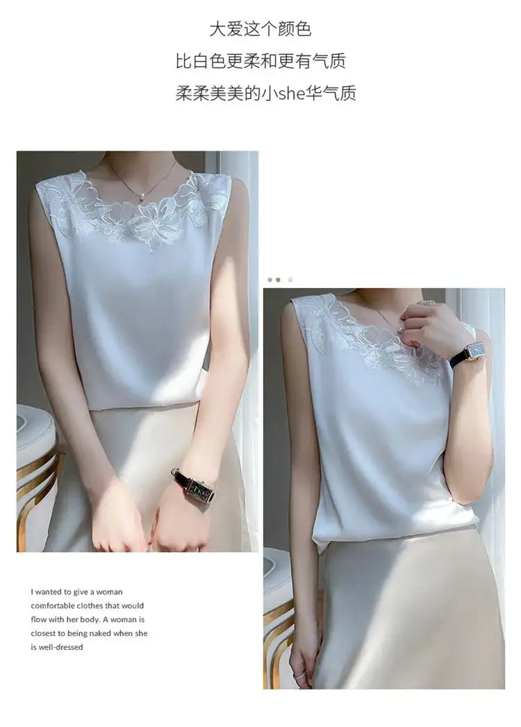 Women’s Silk Satin Sleeveless Vest Top – Summer 2024