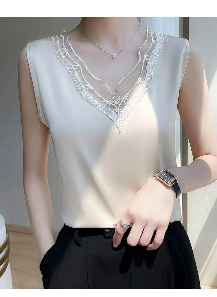 Women’s Silk Satin Sleeveless Vest Top – Summer 2024
