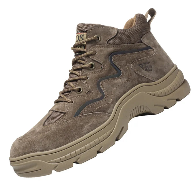Men’s Reflective Steel Toe Work Boots – Cow Suede