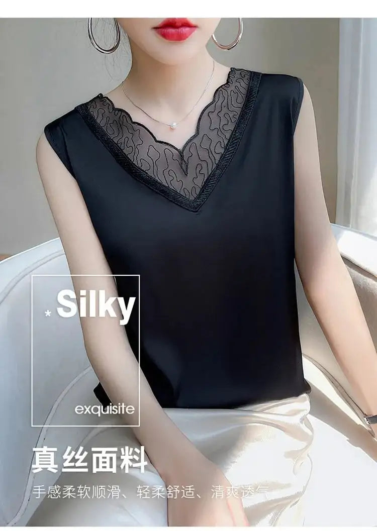 Women’s Silk Satin Sleeveless Vest Top – Summer 2024