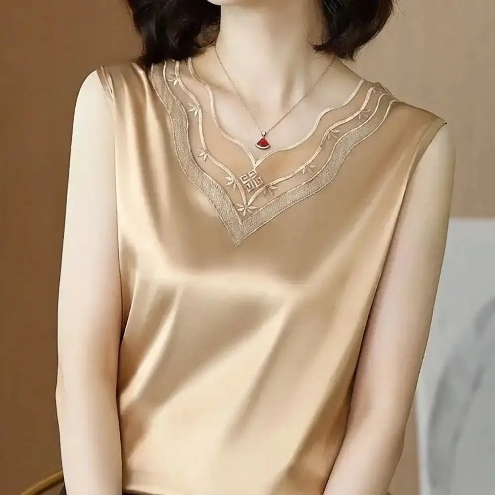 Women’s Silk Satin Sleeveless Vest Top – Summer 2024