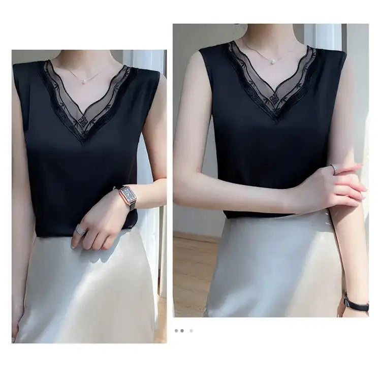 Women’s Silk Satin Sleeveless Vest Top – Summer 2024
