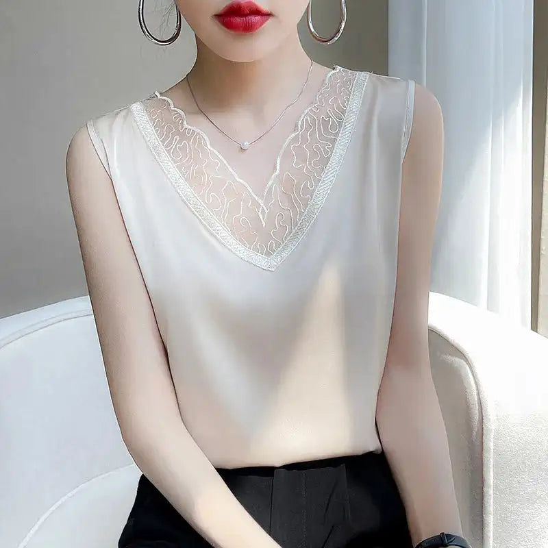 Women’s Silk Satin Sleeveless Vest Top – Summer 2024