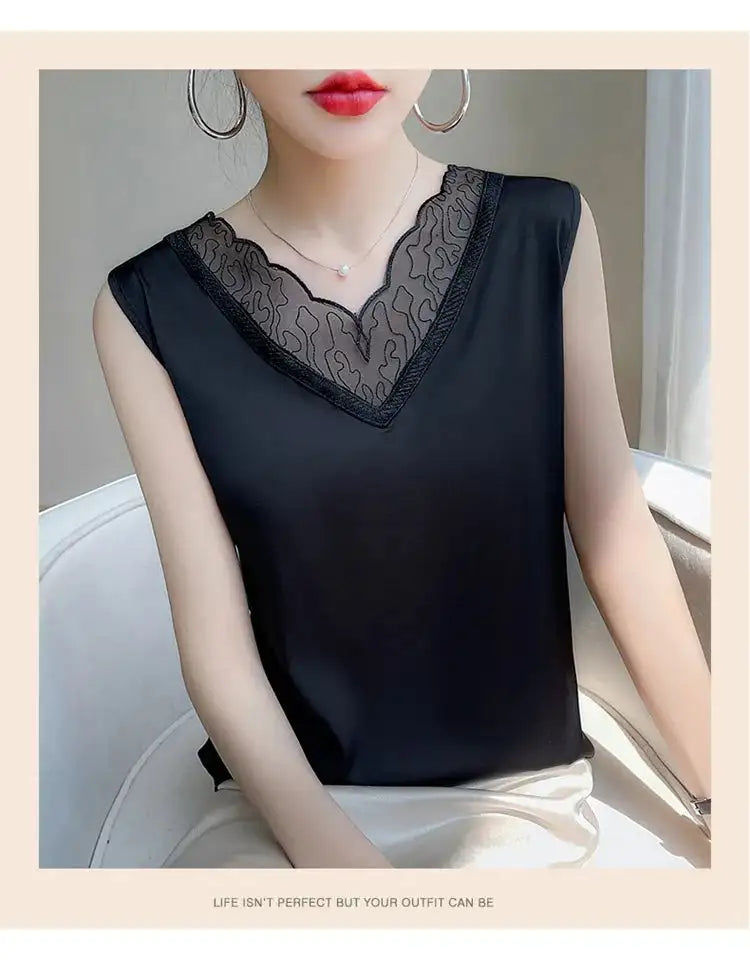 Women’s Silk Satin Sleeveless Vest Top – Summer 2024