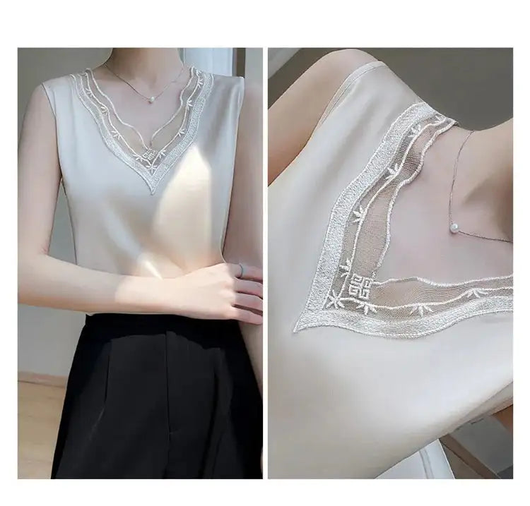 Women’s Silk Satin Sleeveless Vest Top – Summer 2024