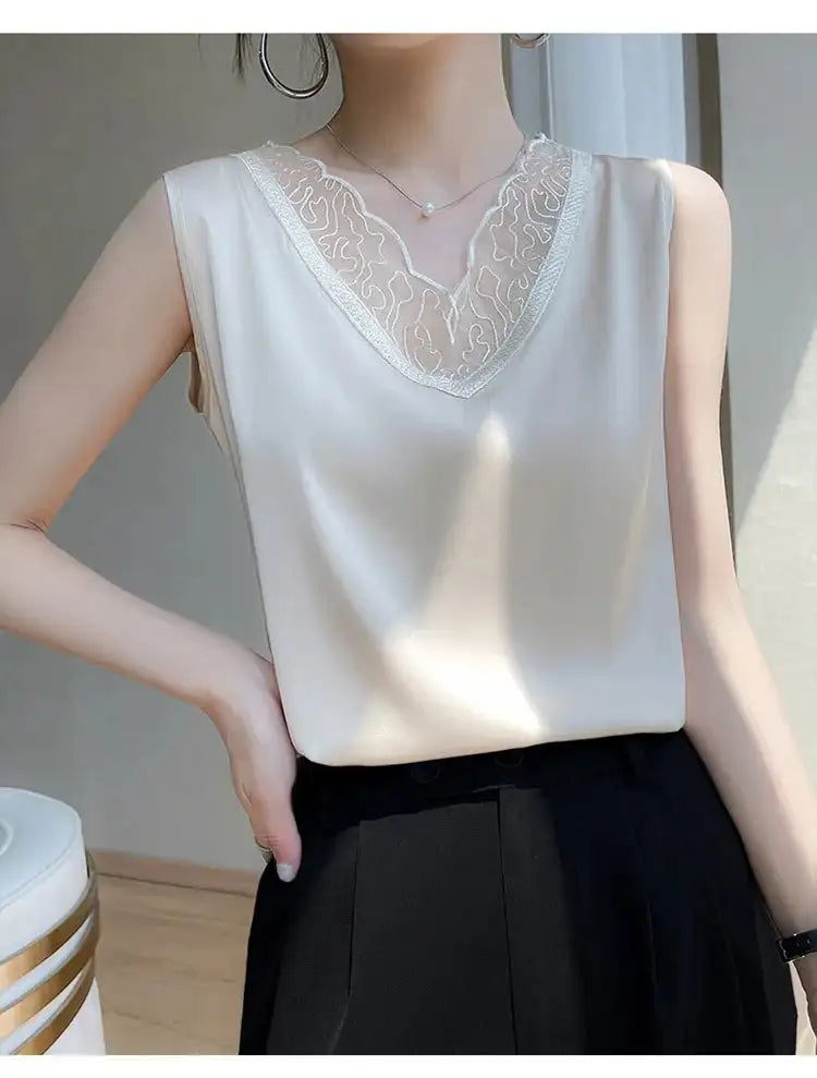Women’s Silk Satin Sleeveless Vest Top – Summer 2024