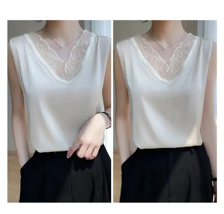 Women’s Silk Satin Sleeveless Vest Top – Summer 2024