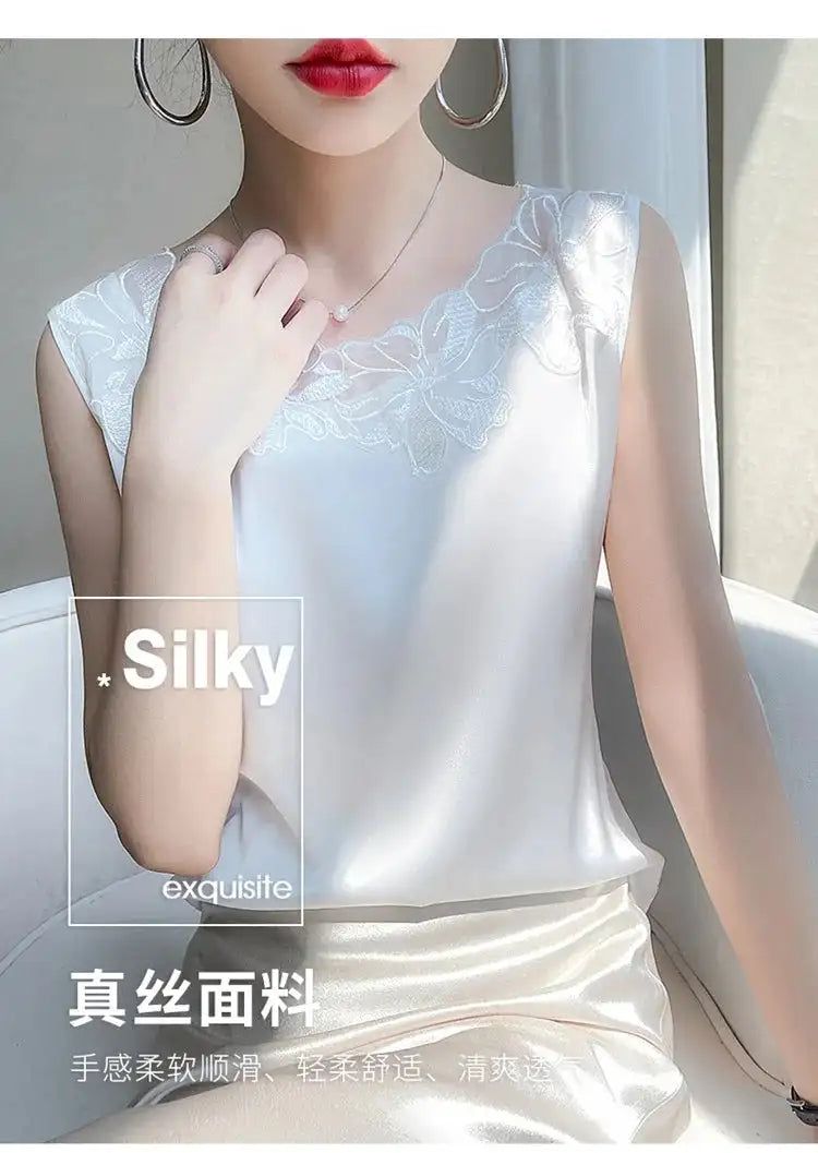Women’s Silk Satin Sleeveless Vest Top – Summer 2024