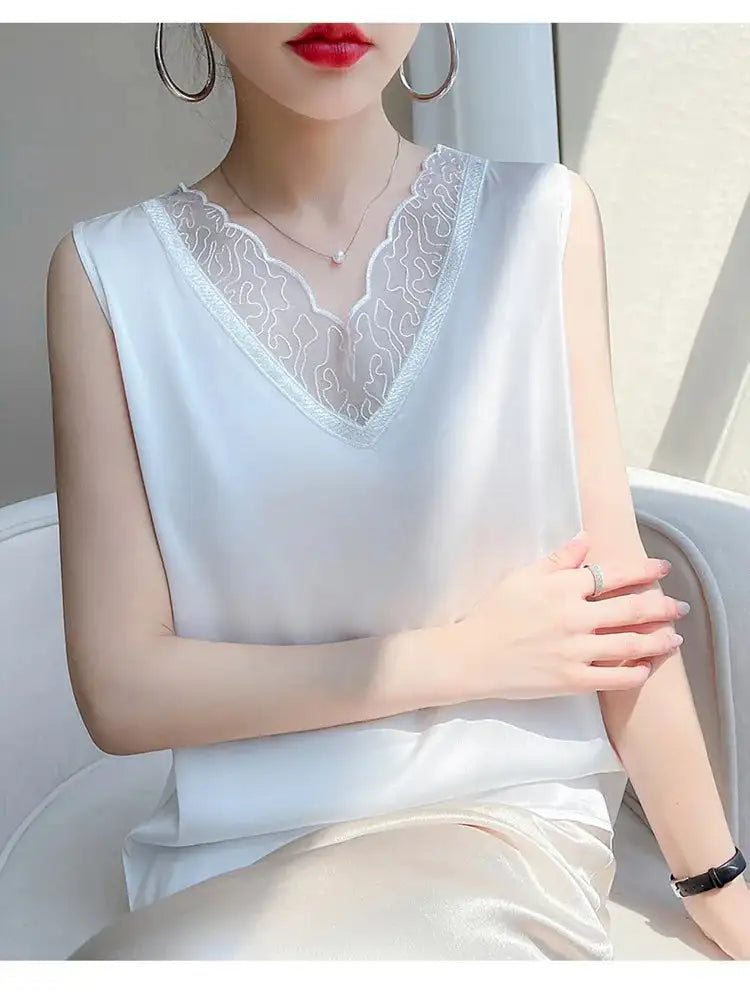 Women’s Silk Satin Sleeveless Vest Top – Summer 2024