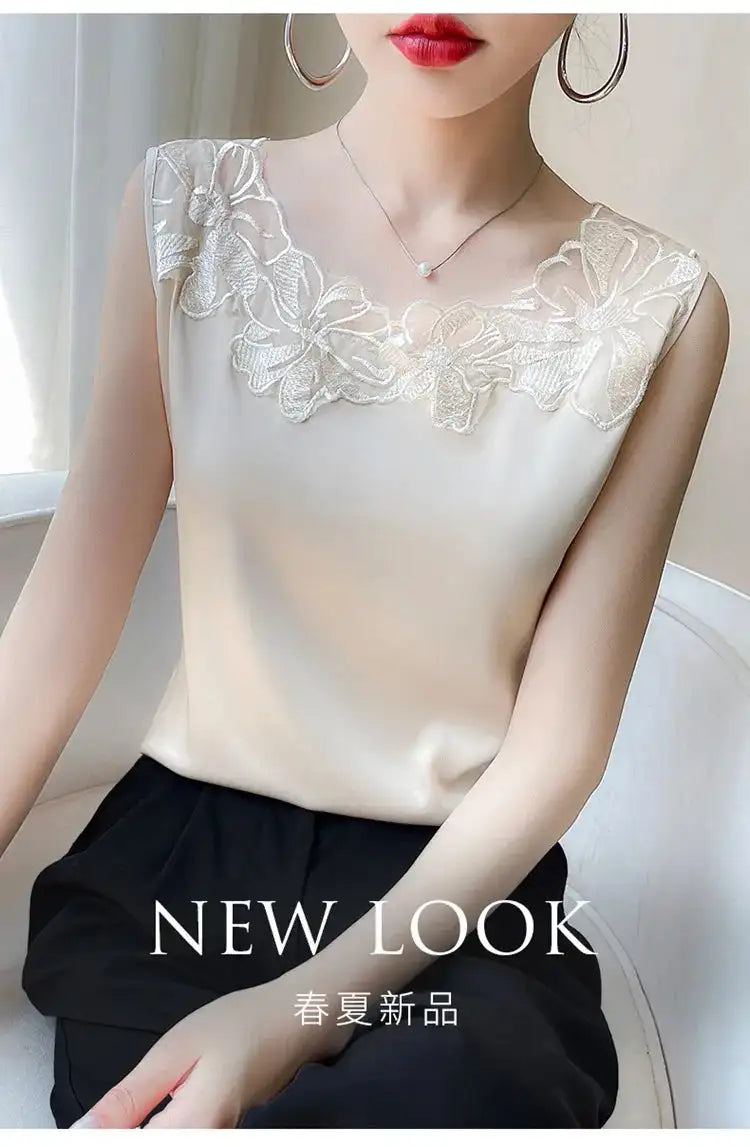 Women’s Silk Satin Sleeveless Vest Top – Summer 2024