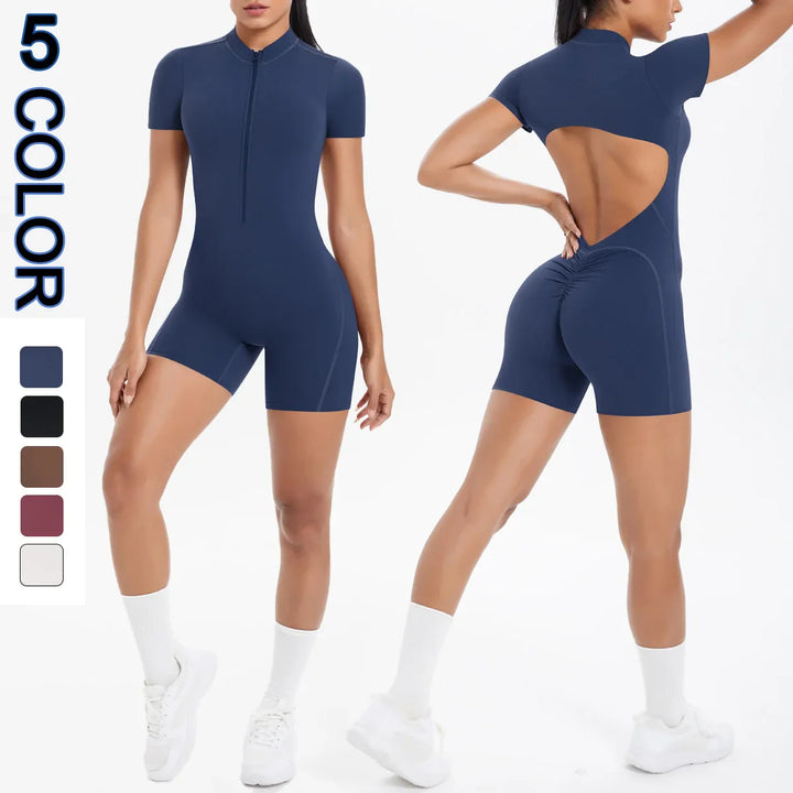 FlexiFit Backless Zip Jumpsuit – Women’s Yoga Wear