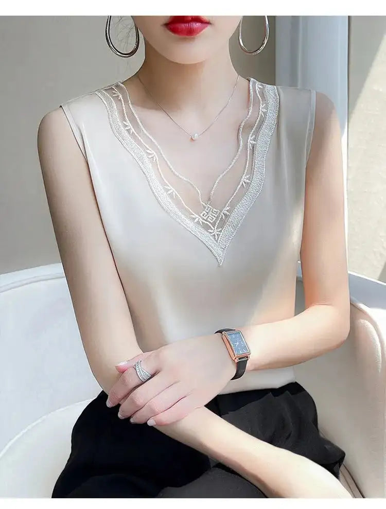 Women’s Silk Satin Sleeveless Vest Top – Summer 2024