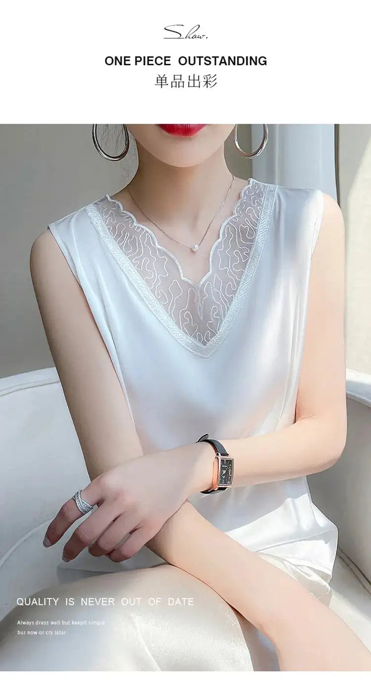 Women’s Silk Satin Sleeveless Vest Top – Summer 2024