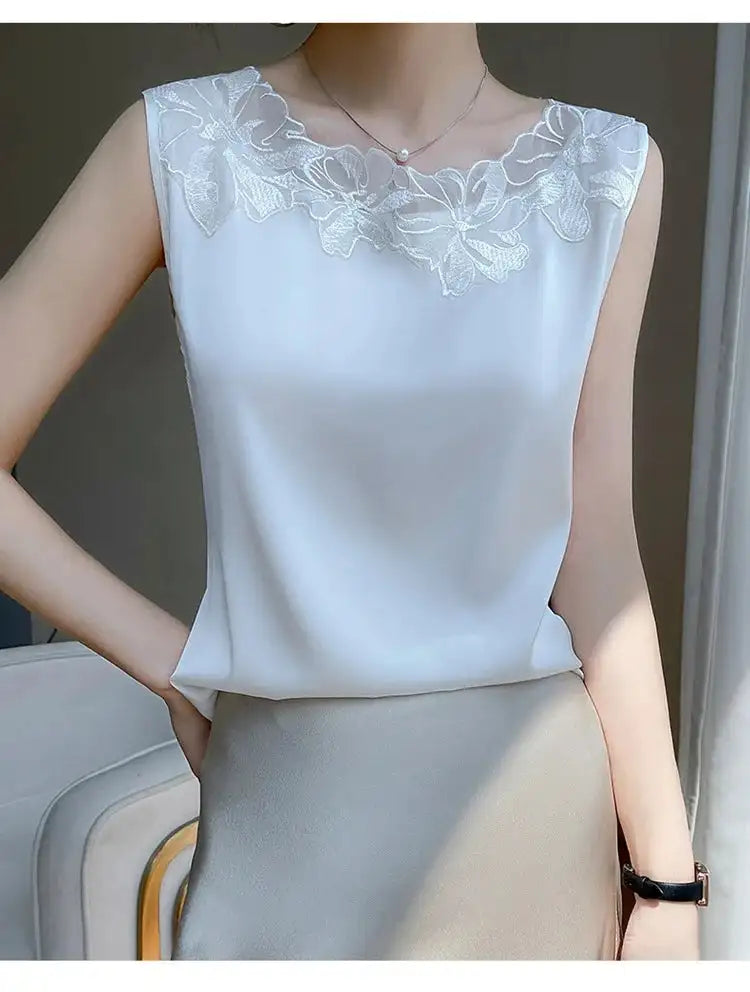 Women’s Silk Satin Sleeveless Vest Top – Summer 2024