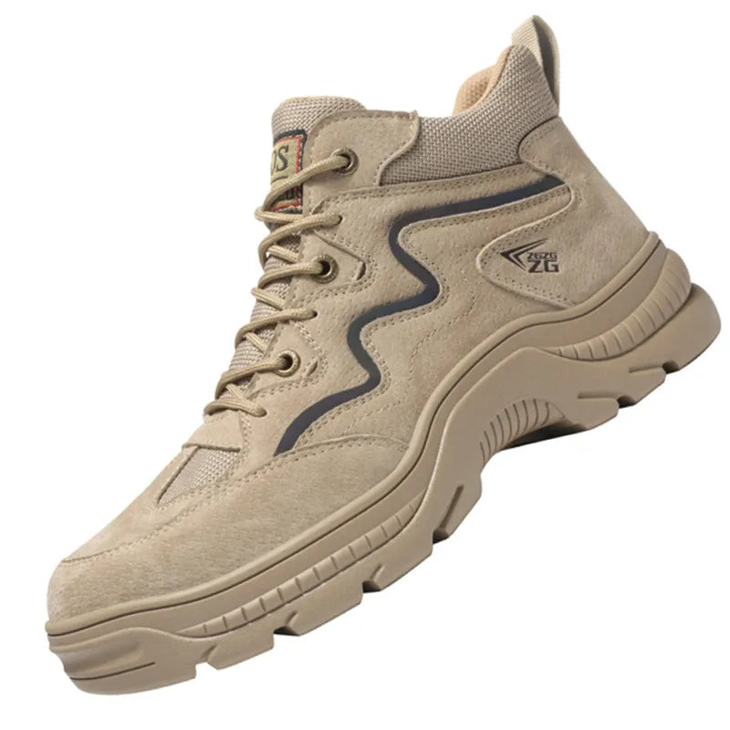 Men’s Reflective Steel Toe Work Boots – Cow Suede