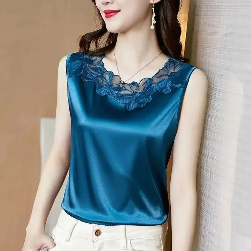 Women’s Silk Satin Sleeveless Vest Top – Summer 2024