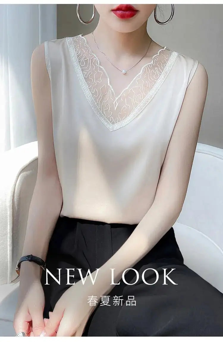 Women’s Silk Satin Sleeveless Vest Top – Summer 2024