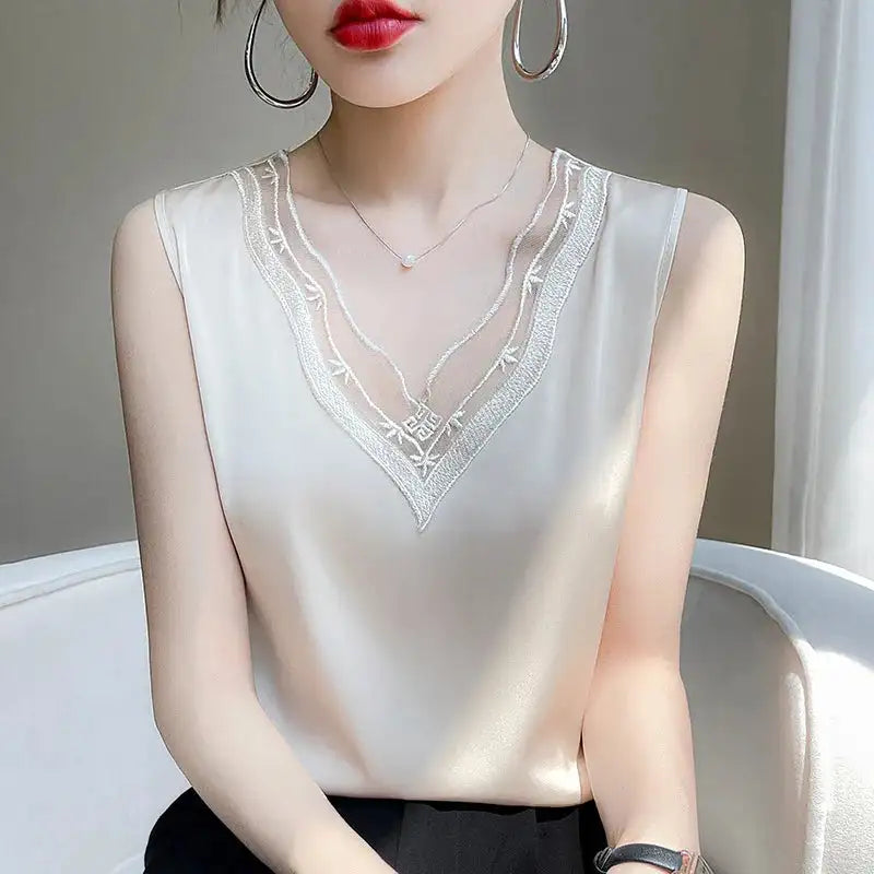 Women’s Silk Satin Sleeveless Vest Top – Summer 2024