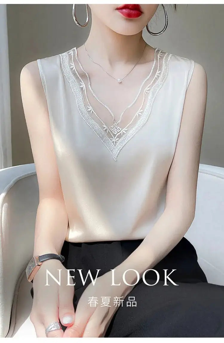 Women’s Silk Satin Sleeveless Vest Top – Summer 2024
