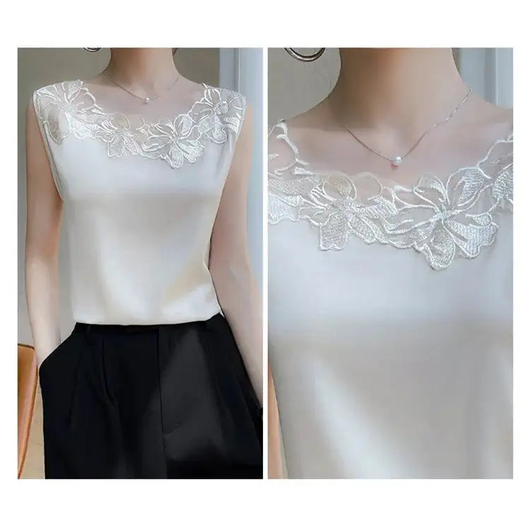 Women’s Silk Satin Sleeveless Vest Top – Summer 2024