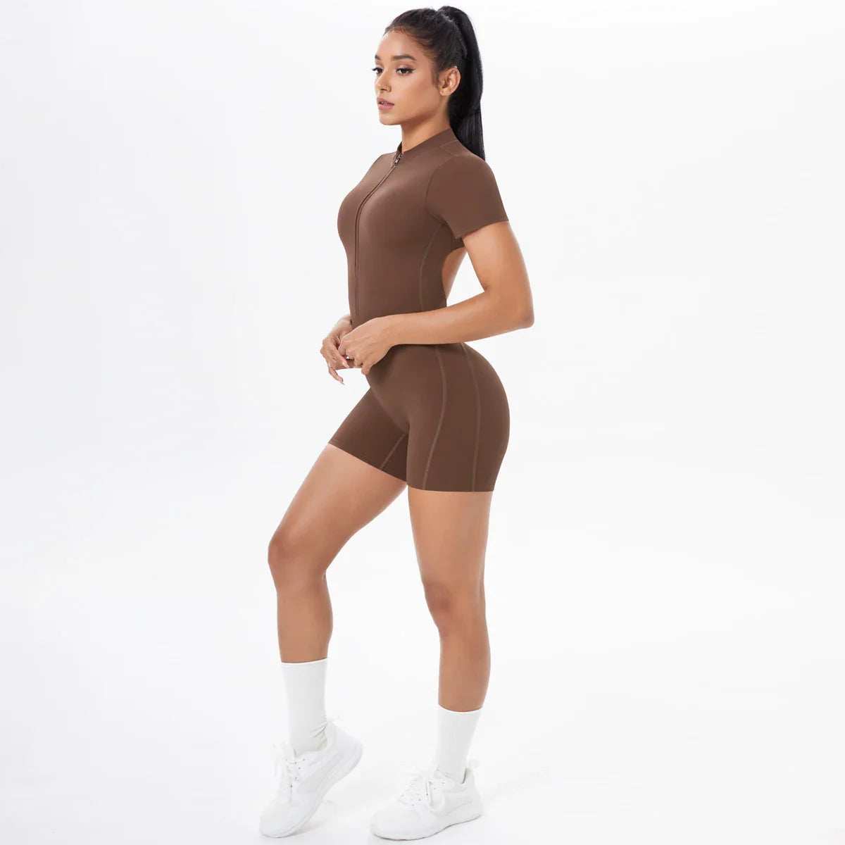 FlexiFit Backless Zip Jumpsuit – Women’s Yoga Wear