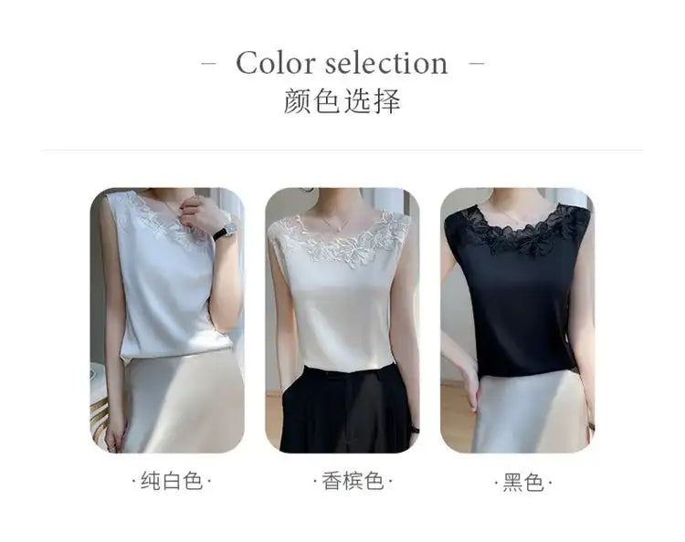 Women’s Silk Satin Sleeveless Vest Top – Summer 2024