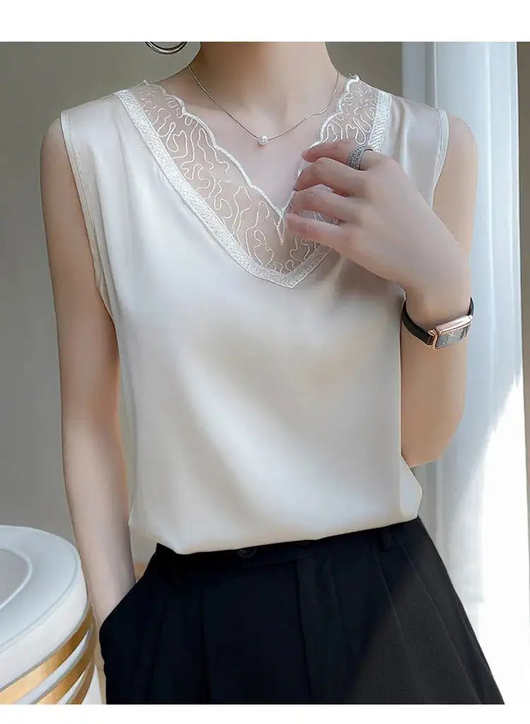 Women’s Silk Satin Sleeveless Vest Top – Summer 2024