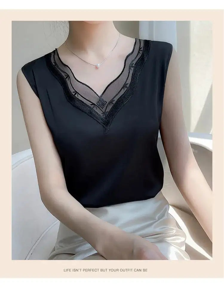 Women’s Silk Satin Sleeveless Vest Top – Summer 2024