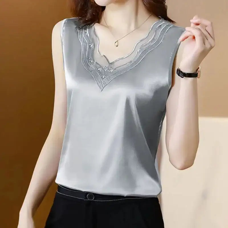 Women’s Silk Satin Sleeveless Vest Top – Summer 2024